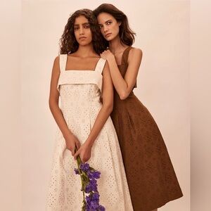 NEW Pearl by Lela Rose Cotton Eyelet Midi Dress